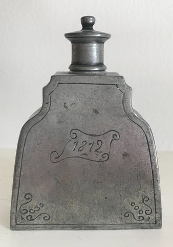 Antique French Pewter Hip Flask