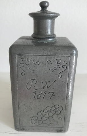 Antique French Pewter Hip Flask